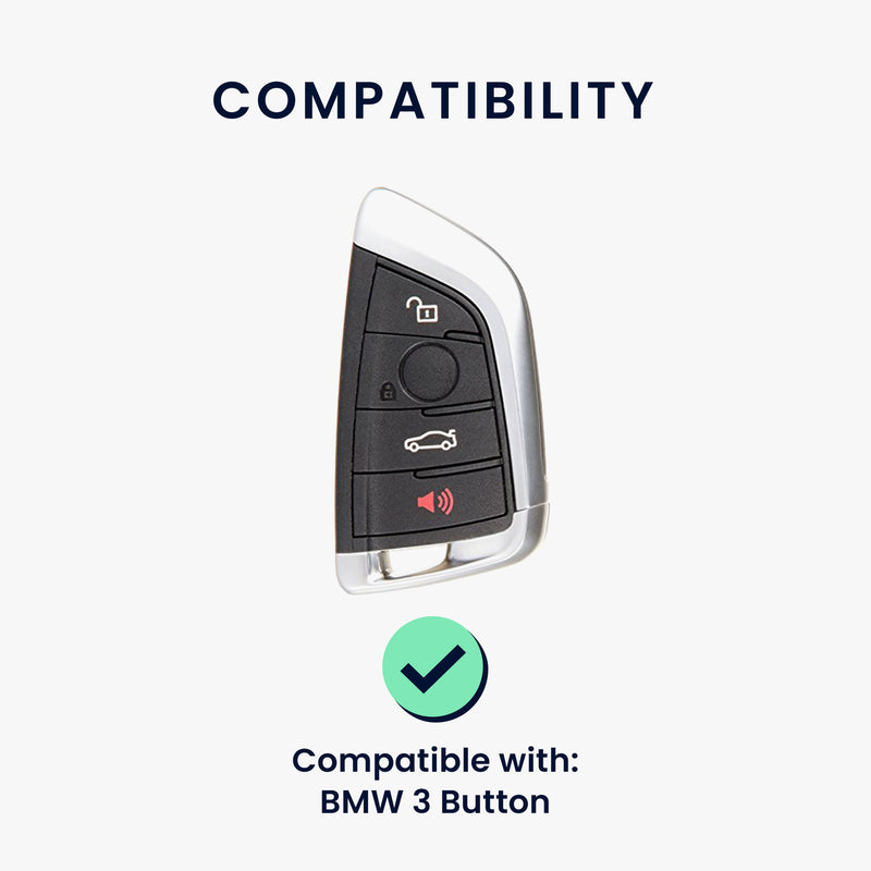 kwmobile Car Key Cover Compatible with BMW 3-Button Smart Key Car Key Cover - Key Fob Cover with Key Ring