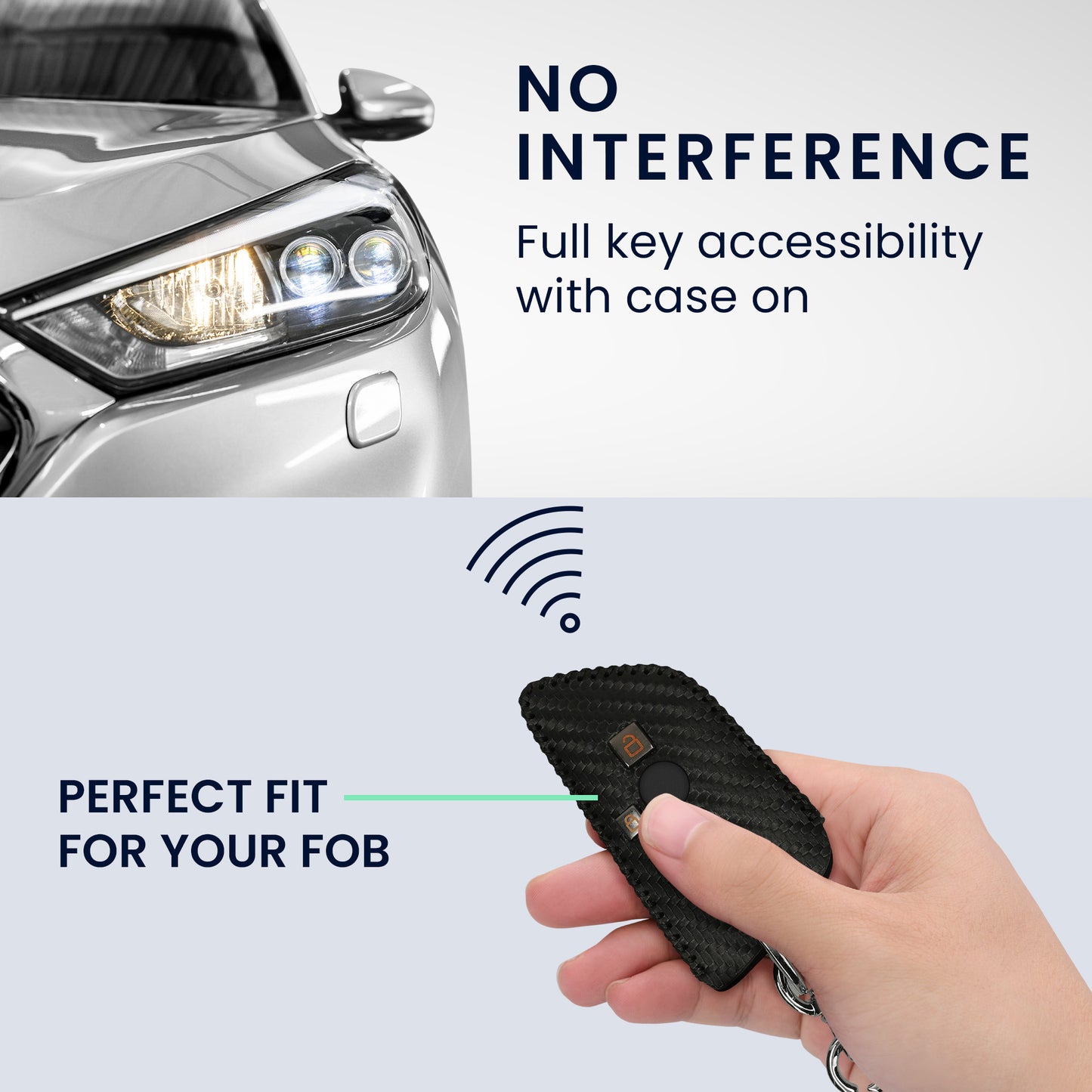 kwmobile Car Key Cover Compatible with BMW 3-Button Smart Key Car Key Cover - Key Fob Cover with Key Ring