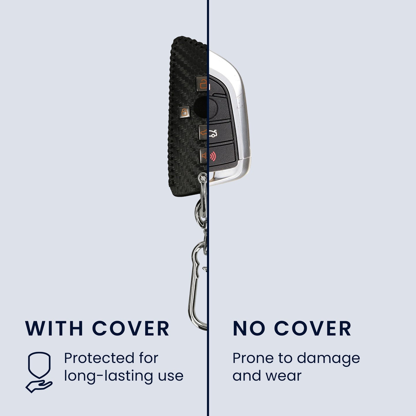 kwmobile Car Key Cover Compatible with BMW 3-Button Smart Key Car Key Cover - Key Fob Cover with Key Ring