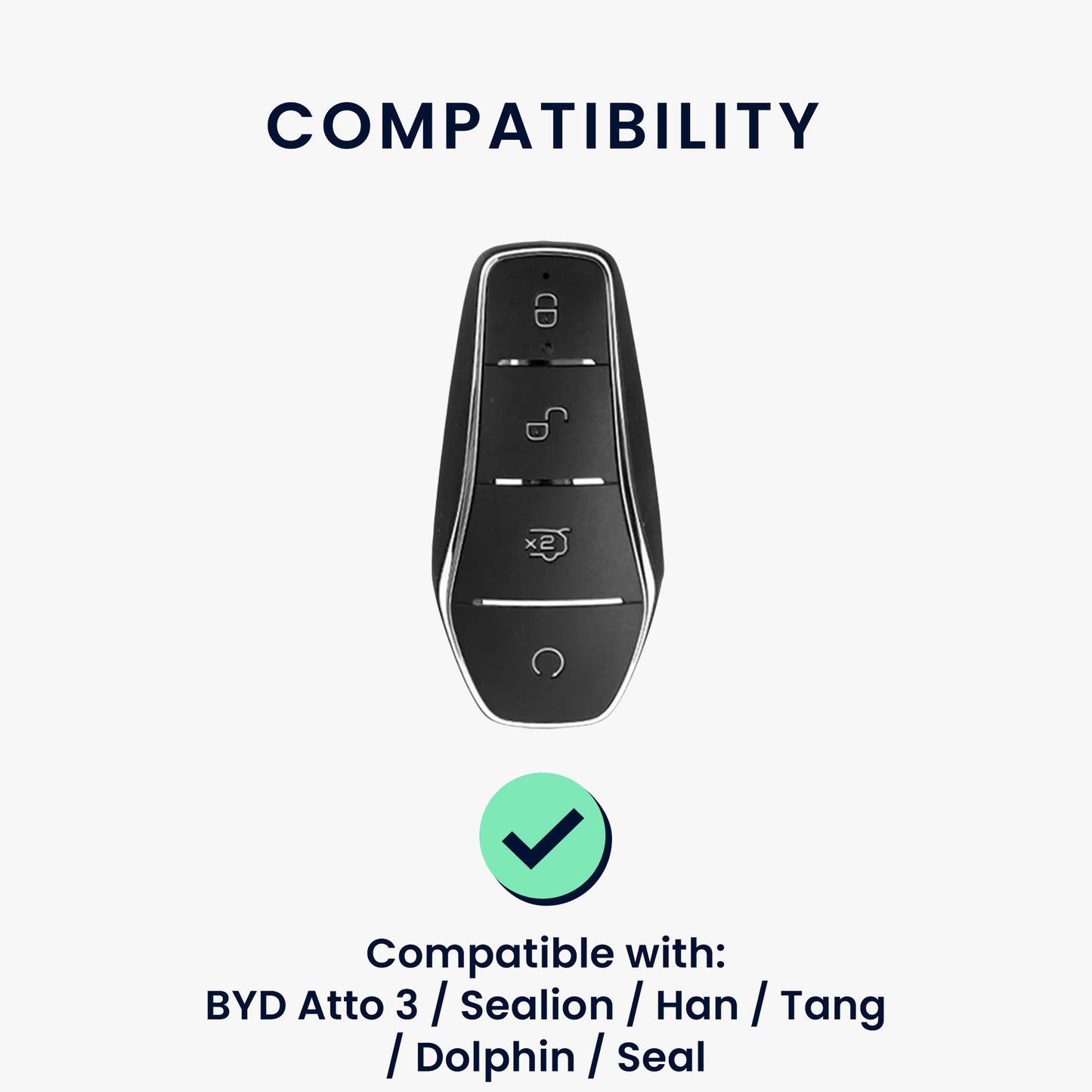 kwmobile Car Key Cover compatible with BYD Atto 3 / Sealion / Han / Tang / Dolphin / Seal - Key Fob Cover with Key Ring
