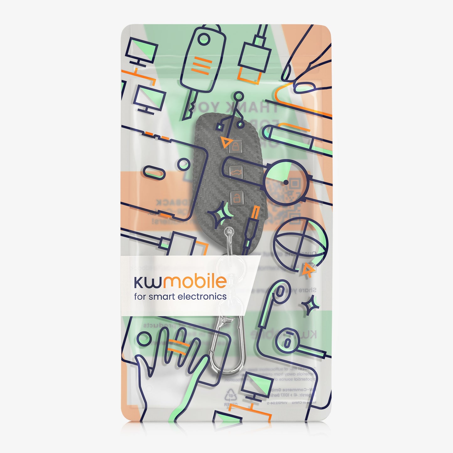 kwmobile Car Key Fob Cover Compatible with MG 3-Button ZS MG4 MG5 MG6 - Key Fob Case with Keyring