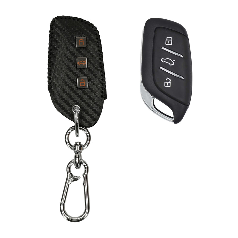 kwmobile Autoschlüssel Kunstleder Hülle kompatibel mit MG 3-Tasten ZS MG4 MG5 MG6 Cover - Schlüsselhülle mit Schlüsselring - Schwarz  [dsg01]