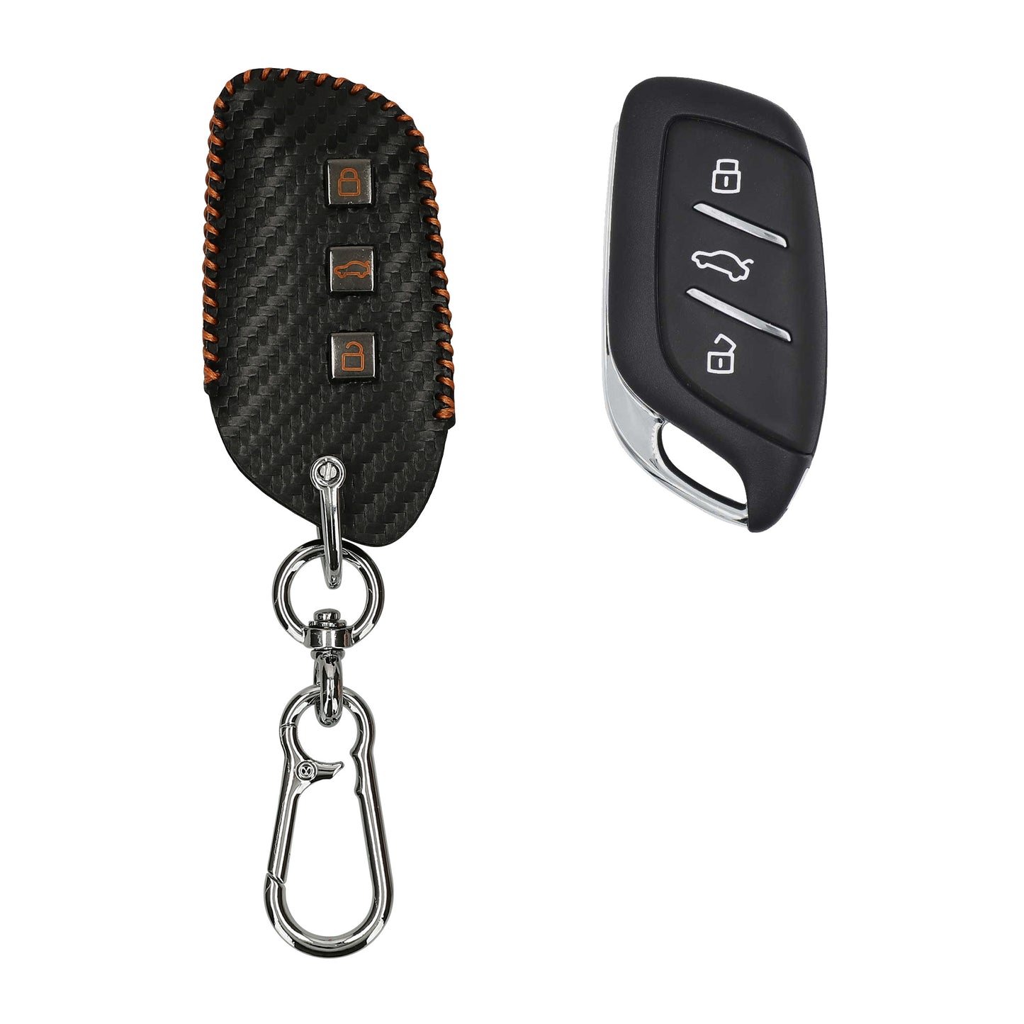 kwmobile Autoschlüssel Kunstleder Hülle kompatibel mit MG 3-Tasten ZS MG4 MG5 MG6 Cover - Schlüsselhülle mit Schlüsselring - Schwarz  [dsg02]