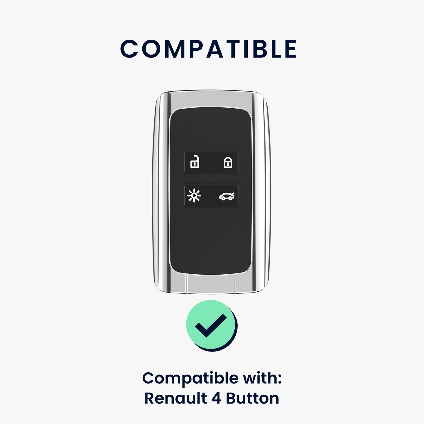kwmobile Faux Leather Car Key Cover compatible with Renault 4-Button Smartkey Car Key (Keyless Go only) Case - Protective Shell with Keyring