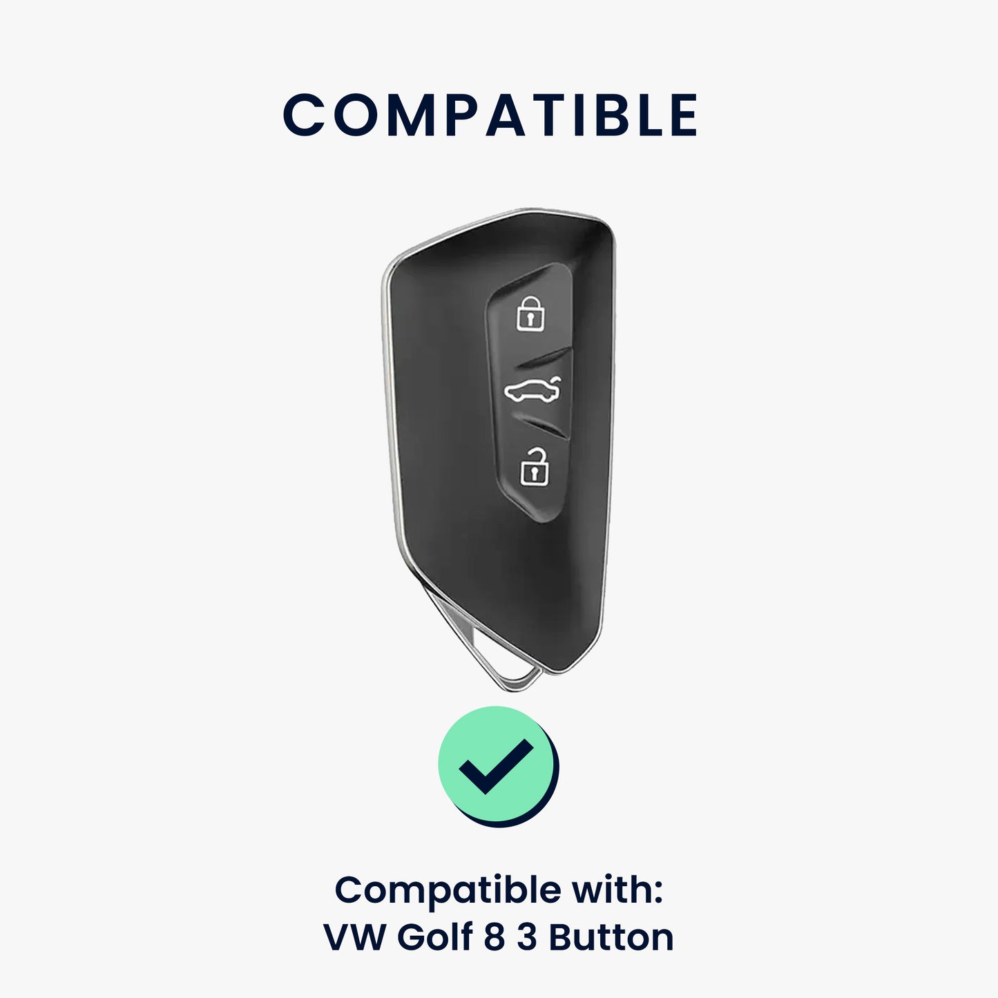 kwmobile Faux Leather Car Key Cover Compatible with VW Golf 8 3-Button Car Key Case - Protective Shell with Keyring