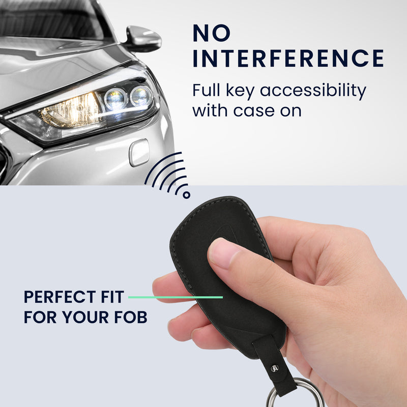 kwmobile Faux Leather Car Key Cover Compatible with VW Golf 8 3-Button Car Key Case - Protective Shell with Keyring