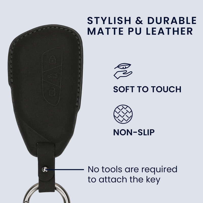 kwmobile Faux Leather Car Key Cover Compatible with VW Golf 8 3-Button Car Key Case - Protective Shell with Keyring