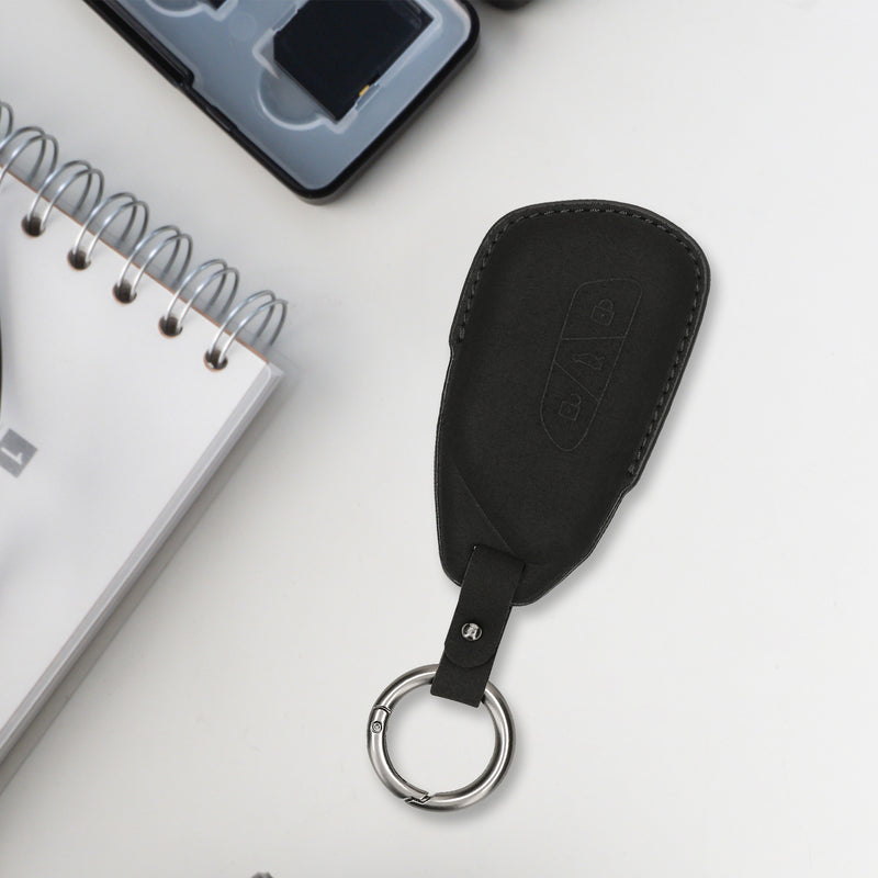 kwmobile Faux Leather Car Key Cover Compatible with VW Golf 8 3-Button Car Key Case - Protective Shell with Keyring