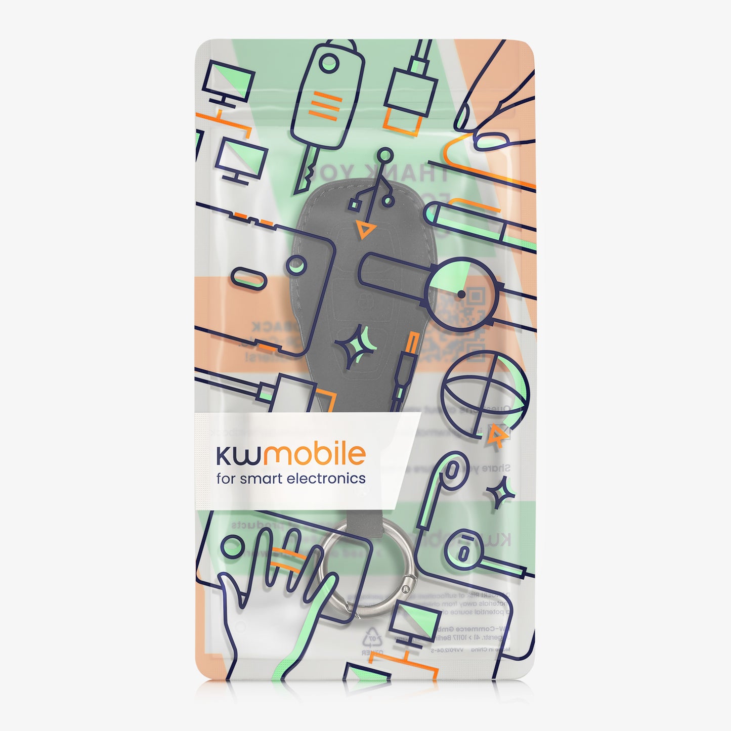 kwmobile PU Leather Car Key Cover Compatible with Ford 3-Button Car Key Keyless Go Case Protective Cover with Keychain