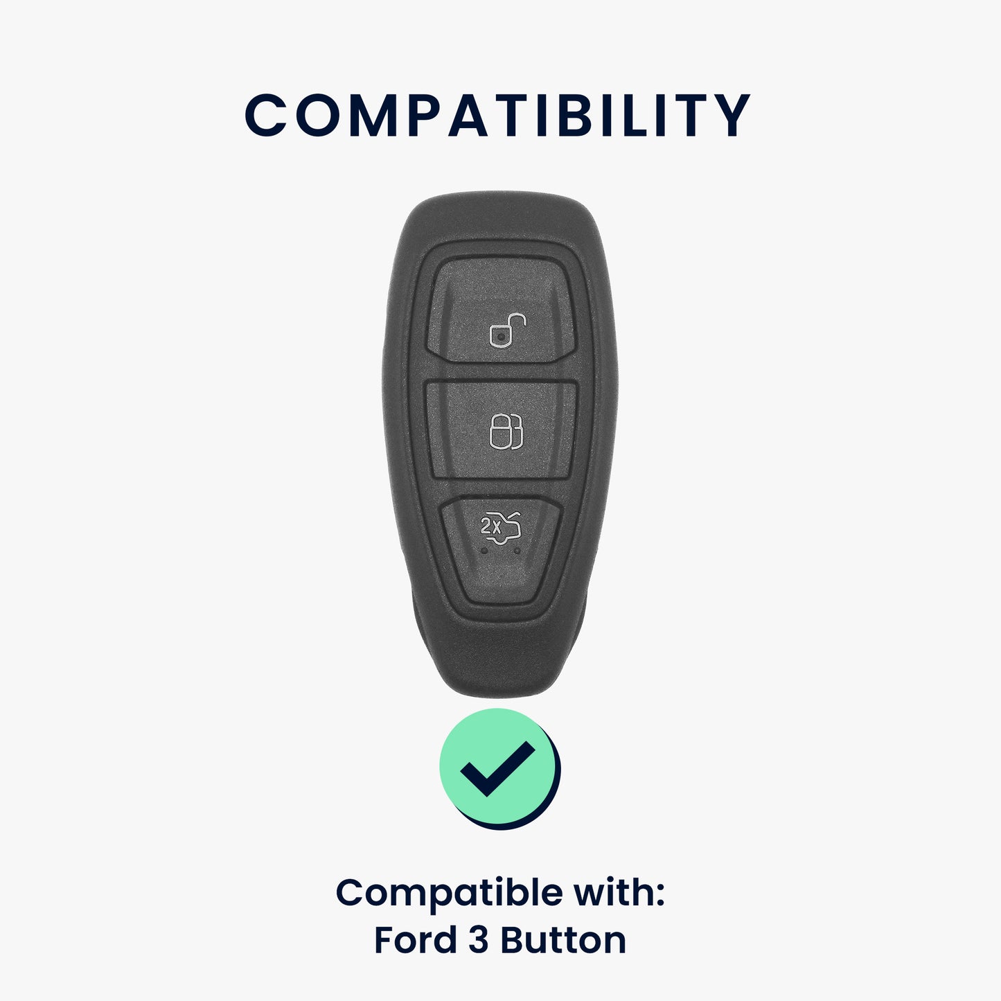 kwmobile PU Leather Car Key Cover Compatible with Ford 3-Button Car Key Keyless Go Case Protective Cover with Keychain