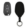 kwmobile Faux Leather Car Key Cover Compatible with Peugeot Citroen 3-Button Smart Key (Keyless Go Only) Car Key Case - Protective Cover with Keyring