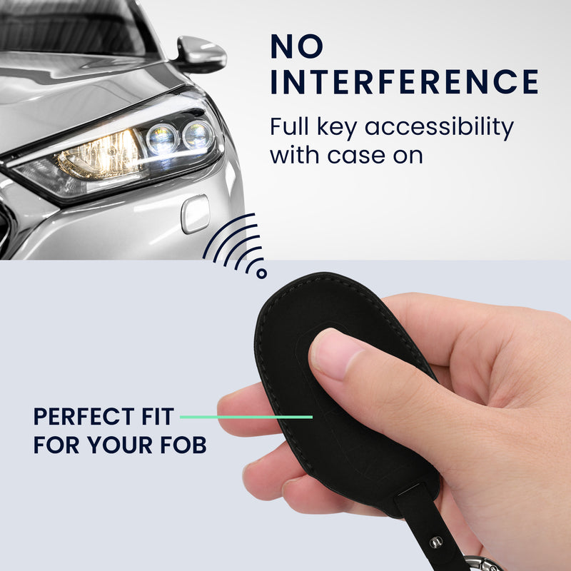 kwmobile Faux Leather Car Key Cover Compatible with Peugeot Citroen 3-Button Smart Key (Keyless Go Only) Car Key Case - Protective Cover with Keyring