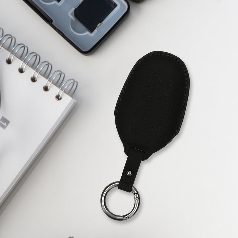 kwmobile Faux Leather Car Key Cover Compatible with Peugeot Citroen 3-Button Smart Key (Keyless Go Only) Car Key Case - Protective Cover with Keyring
