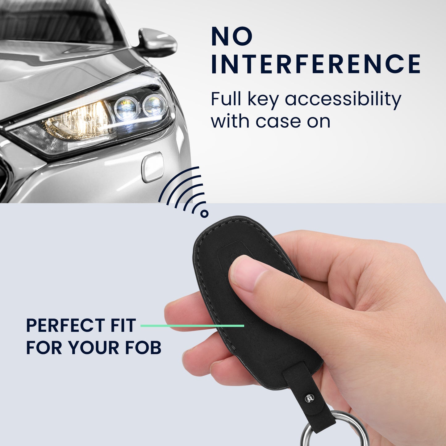 kwmobile Faux Leather Car Key Cover Compatible with Audi A6 A7 A8 Q7 Q8 3-Button Car Key Keyless Case Protective Shell with Matte Finish and Keychain