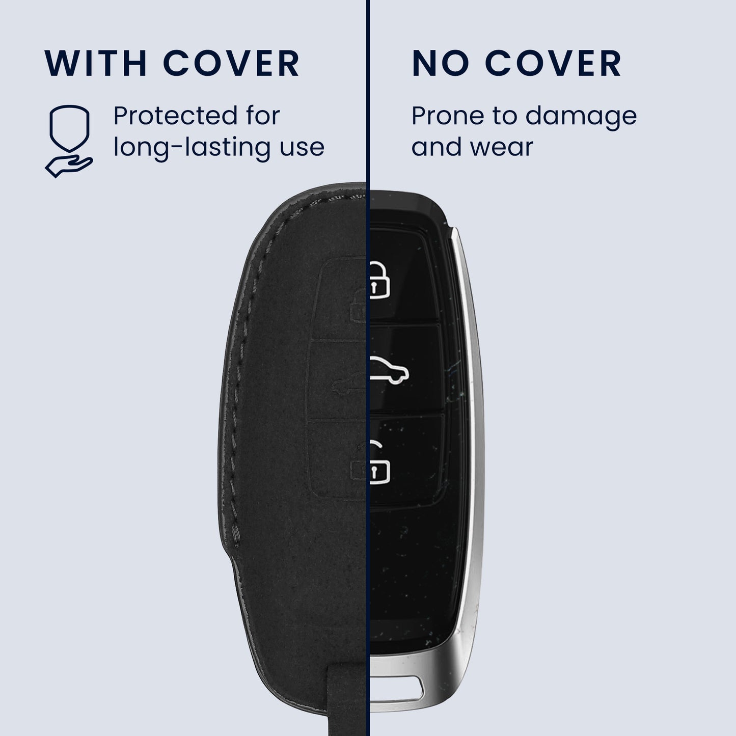 kwmobile Faux Leather Car Key Cover Compatible with Audi A6 A7 A8 Q7 Q8 3-Button Car Key Keyless Case Protective Shell with Matte Finish and Keychain