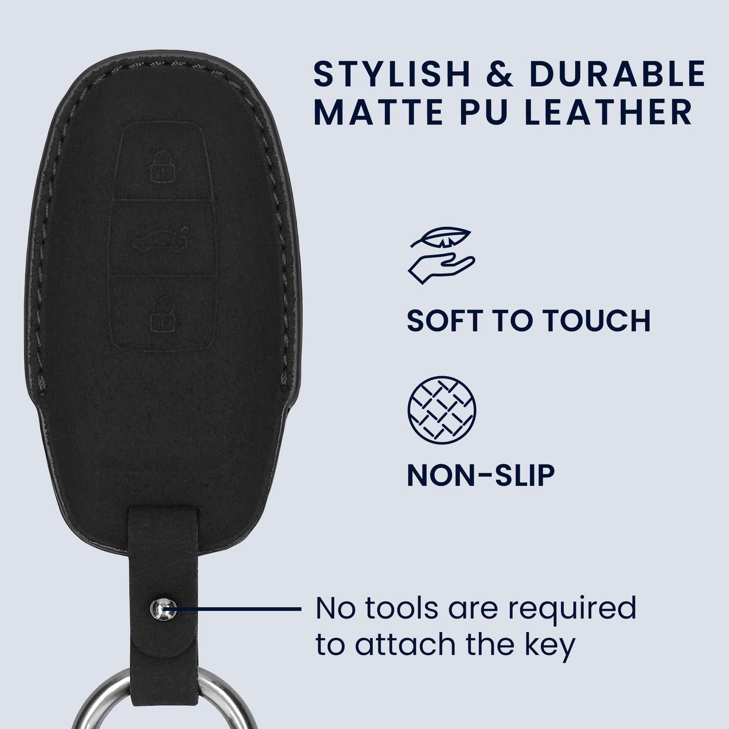 kwmobile Faux Leather Car Key Cover Compatible with Audi A6 A7 A8 Q7 Q8 3-Button Car Key Keyless Case Protective Shell with Matte Finish and Keychain
