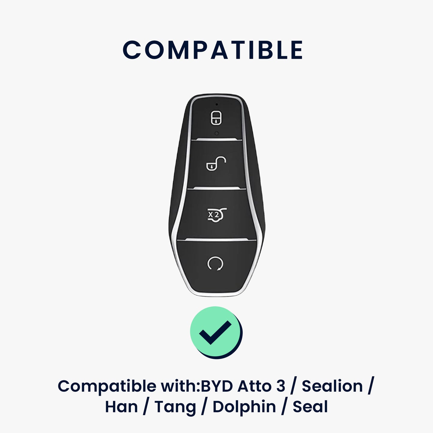 kwmobile Faux Leather Car Key Cover Compatible with BYD Atto 3 / Sealion / Han / Tang / Dolphin / Seal - Protective Case with Matte Finish and Keyring