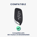 kwmobile Faux Leather Car Key Cover Compatible with MG 3-Button ZS MG4 MG5 MG6 Case - Protective Shell with Matte Finish and Key Ring