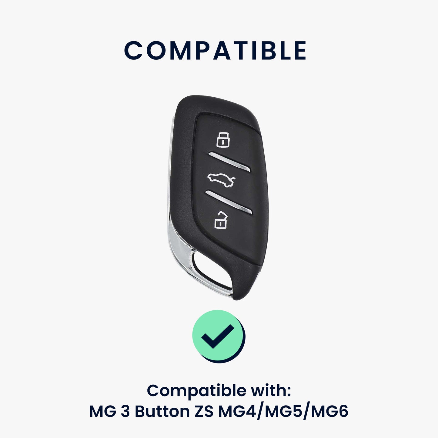 kwmobile Faux Leather Car Key Cover Compatible with MG 3-Button ZS MG4 MG5 MG6 Case - Protective Shell with Matte Finish and Key Ring