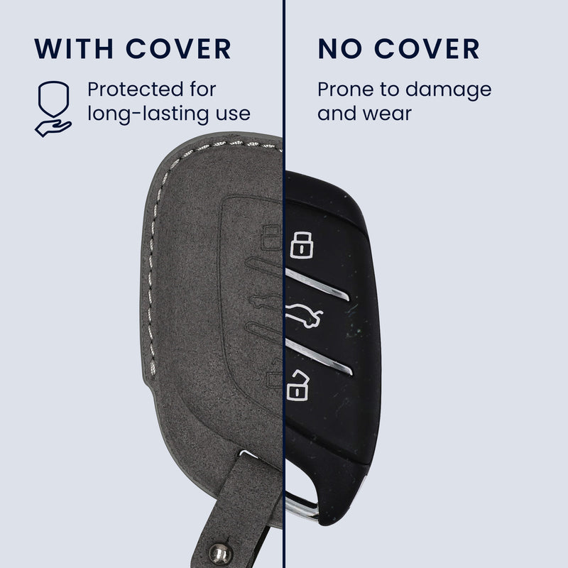 kwmobile Faux Leather Car Key Cover Compatible with MG 3-Button ZS MG4 MG5 MG6 Case - Protective Shell with Matte Finish and Key Ring