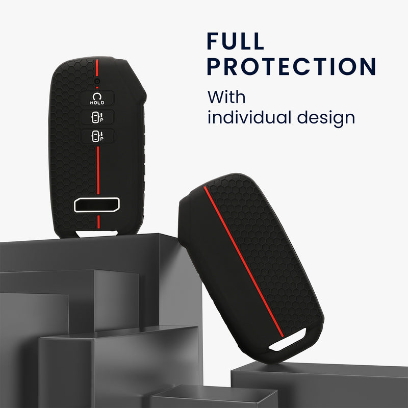 kwmobile Car Key Protection Case Compatible with Kia 7-Button EV6 GT K5 K7 K8 Sportage GT-Line Sorento 4 MQ4 Car Key Case