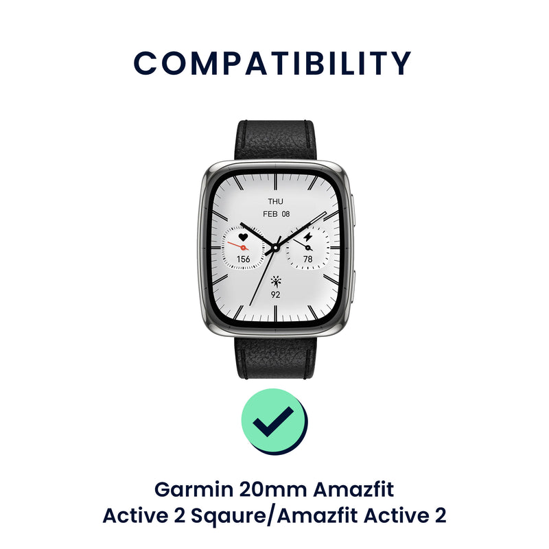 kwmobile Watch Strap for 20mm Amazfit Active 2 / 2 Square / Active Edge / Bip 3 / GTS 3 4 Wristband Fitness Tracker Band Set Replacement Strap Smartwatch