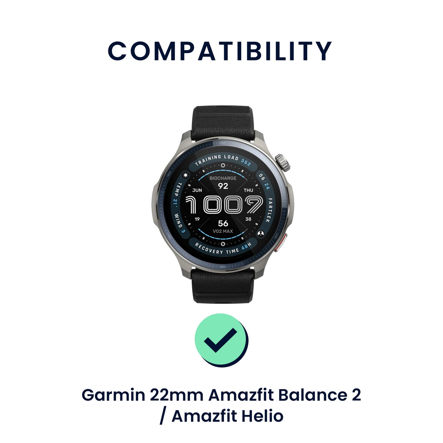 kwmobile Watch Strap for 22mm Amazfit Bip 6 / Bip 5 Unity / Bip 5 / GTS 3 / Balance 2 / Helio Strap Bracelet Fitness Tracker Band Set Replacement Strap Smartwatch