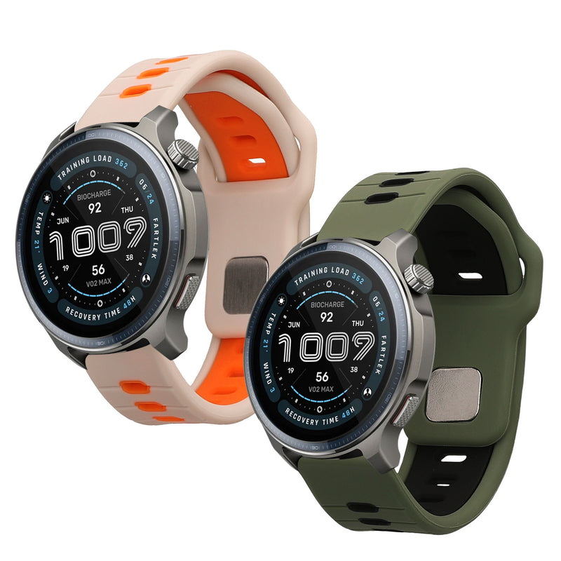 kwmobile Silikon Uhrenarmband für 22mm Amazfit Bip 6 / Bip 5 Unity / Bip 5 / GTS 3 / Balance 2 / Helio Strap Armband - Ersatzarmband für Fitnesstracker - Wechselarmband Smartwatch - Dunkelgrün Schwarz Weiß Orange Dunkelgrün  [dsg02]