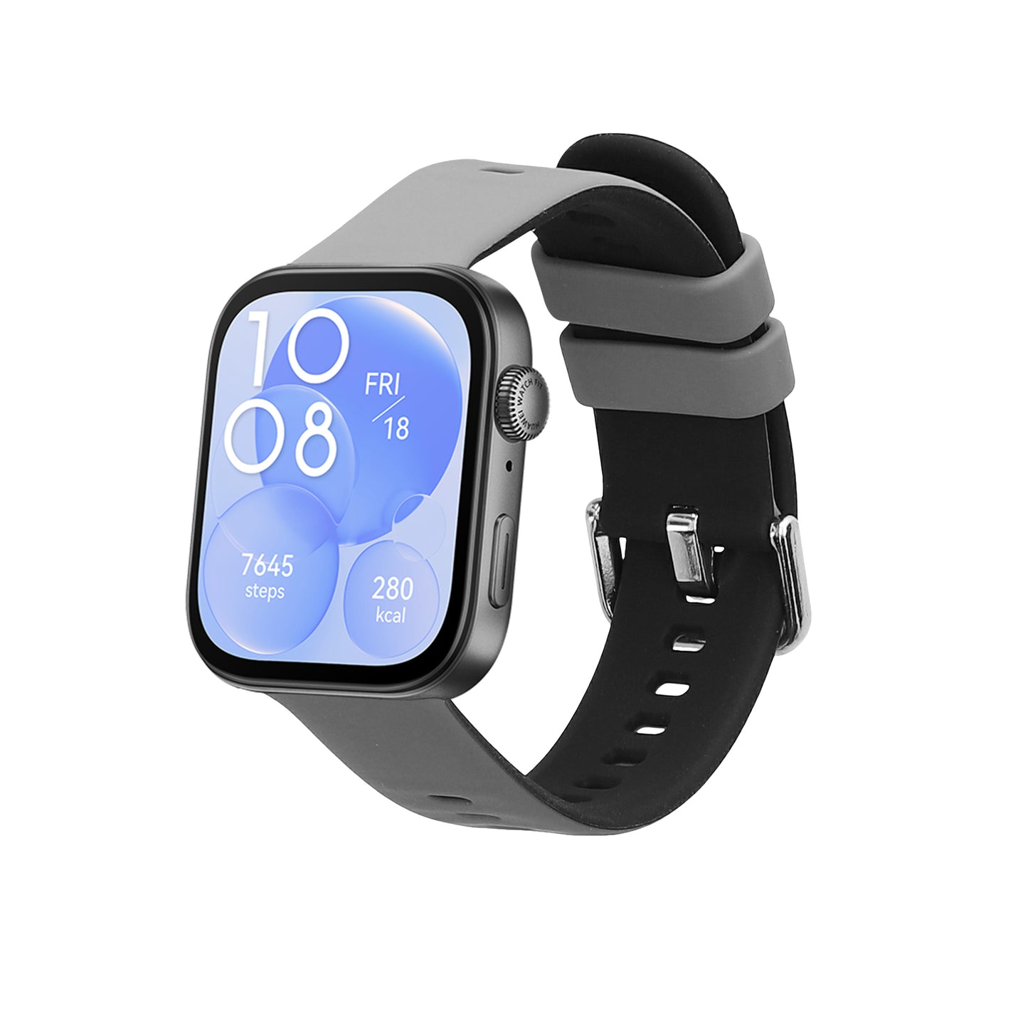kwmobile Silikon Uhrenarmband für Huawei Watch Fit 3 / Fit 4 Armband - Ersatzarmband für Fitnesstracker - Wechselarmband Smartwatch - Schwarz Grau Schwarz  [dsg01]