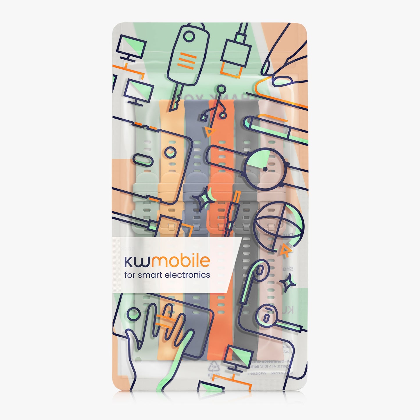 kwmobile Sports Bracelet compatible with Huawei Band 10 / 9 / 8 Strap - Large Set Smartwatch Strap