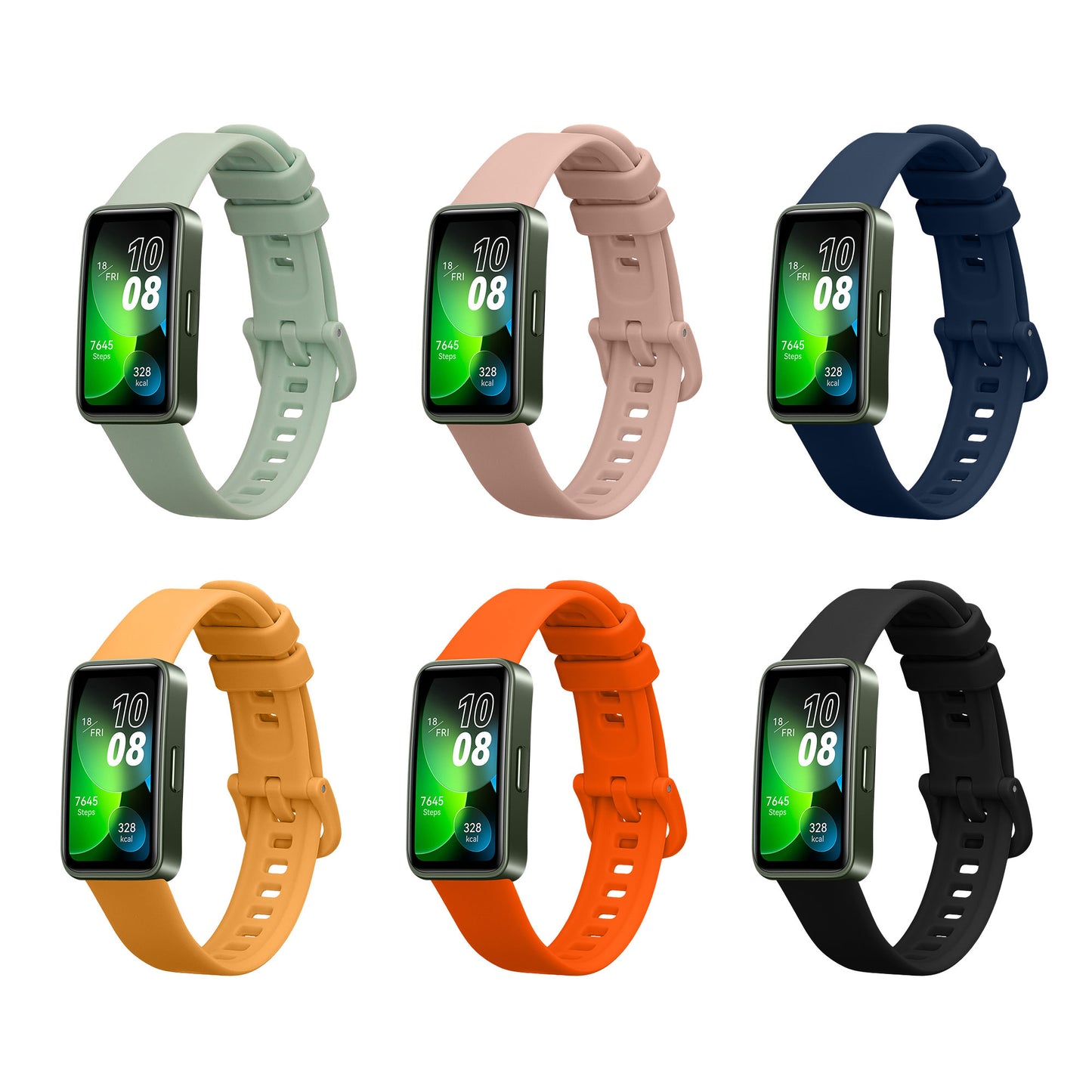 kwmobile 6x Sportarmband kompatibel mit Huawei Band 10 / 9 / 8 Armband - Großes Set Smartwatch Armband in verschiedenen Farben Mehrfarbig  