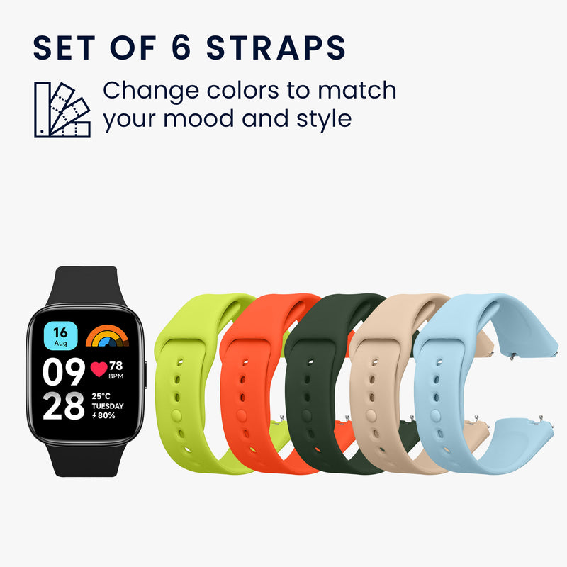kwmobile Sports Strap Compatible with Xiaomi Redmi Watch 3 Active Strap Set Smartwatch Strap