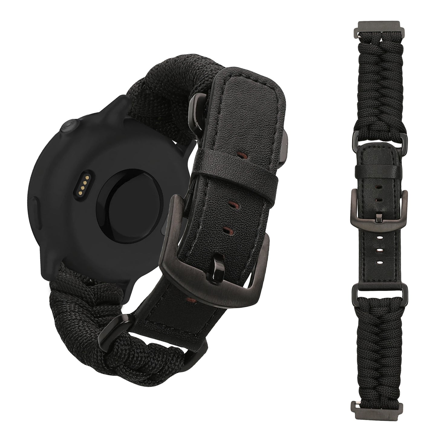 kwmobile Braided Replacement Wristband Compatible with Garmin Vivoactive 6 / Vivoactive 5 / Venu Sq / Amazfit GTS / Bip 3 Band Fitness Tracker Sports Strap Made of PU Leather with Buckle Clasp