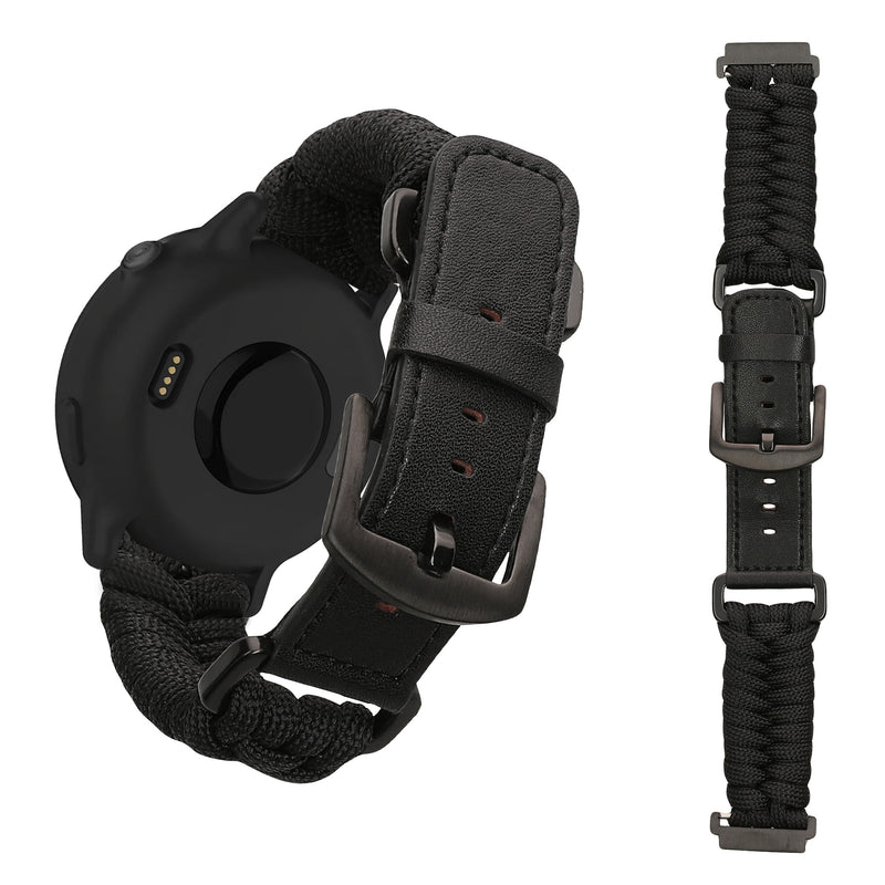 kwmobile Braided Replacement Wristband Compatible with Garmin Vivoactive 6 / Vivoactive 5 / Venu Sq / Amazfit GTS / Bip 3 Band Fitness Tracker Sports Strap Made of PU Leather with Buckle Clasp