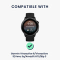 kwmobile Braided Replacement Wristband Compatible with Garmin Vivoactive 6 / Vivoactive 5 / Venu Sq / Amazfit GTS / Bip 3 Band Fitness Tracker Sports Strap Made of PU Leather with Buckle Clasp