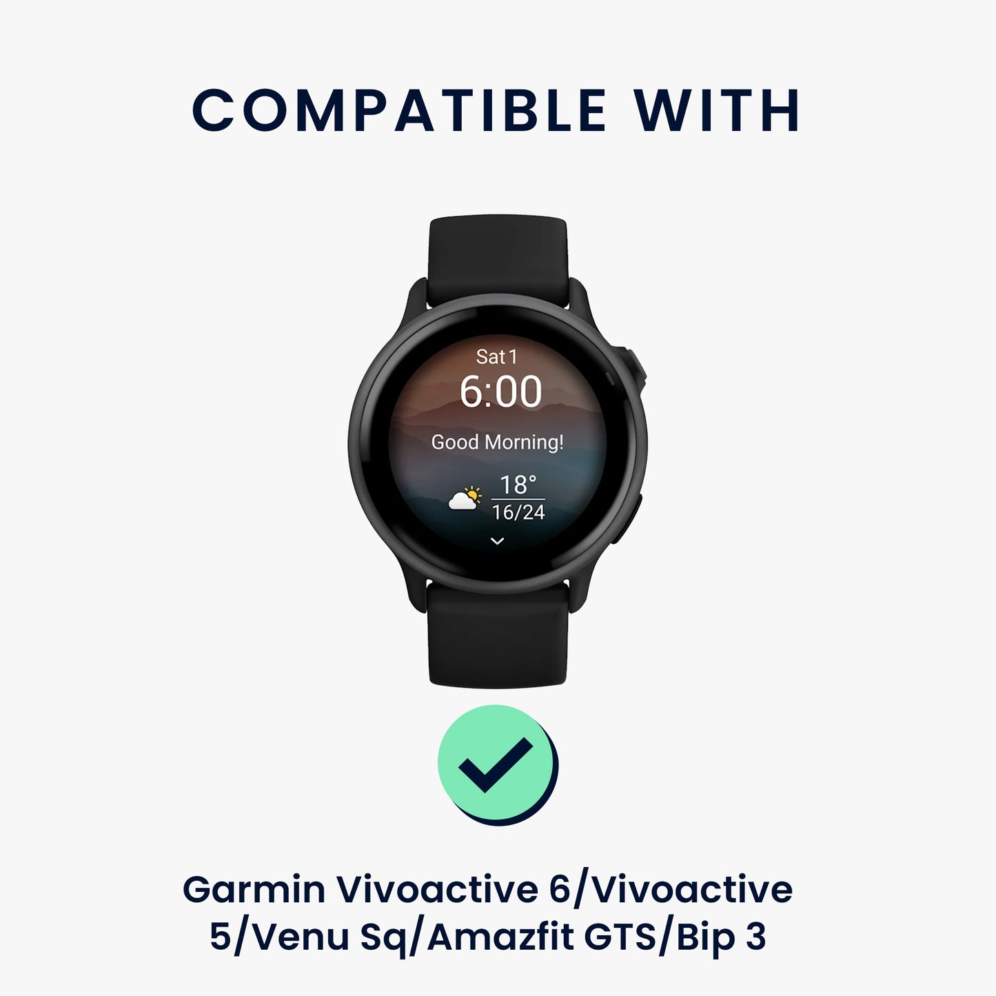 kwmobile Braided Replacement Wristband Compatible with Garmin Vivoactive 6 / Vivoactive 5 / Venu Sq / Amazfit GTS / Bip 3 Band Fitness Tracker Sports Strap Made of PU Leather with Buckle Clasp