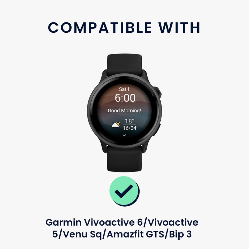 kwmobile Braided Replacement Wristband Compatible with Garmin Vivoactive 6 / Vivoactive 5 / Venu Sq / Amazfit GTS / Bip 3 Band Fitness Tracker Sports Strap Made of PU Leather with Buckle Clasp