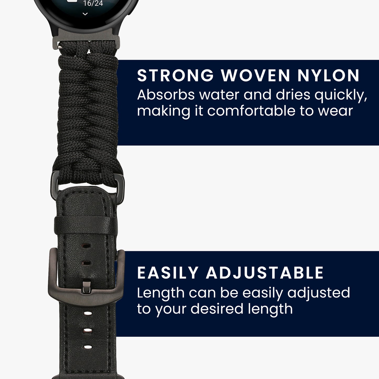 kwmobile Braided Replacement Wristband Compatible with Garmin Vivoactive 6 / Vivoactive 5 / Venu Sq / Amazfit GTS / Bip 3 Band Fitness Tracker Sports Strap Made of PU Leather with Buckle Clasp