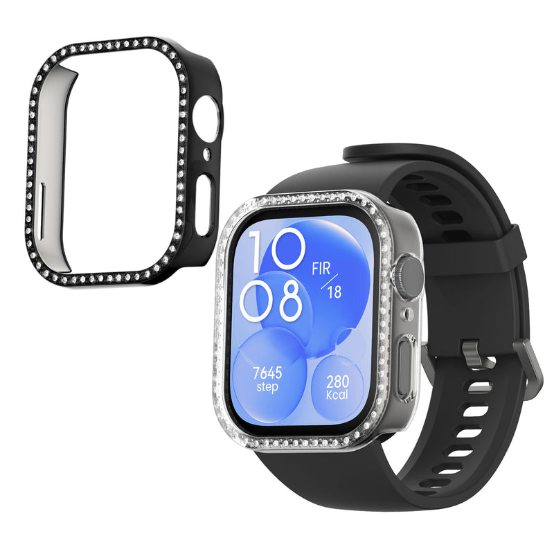kwmobile Plastic Case Compatible with Huawei Watch Fit 3 Protective Cover Protector Frame Glitter Protection Accessory