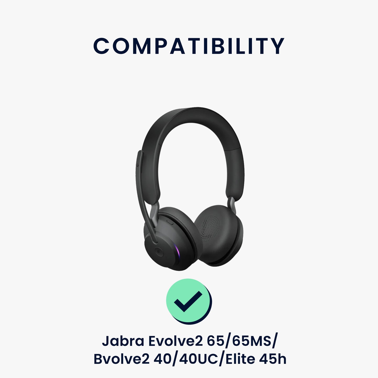 kwmobile Ear Pads for Jabra Evolve2 65 / 65MS / Evolve2 40 / 40UC / Elite 45h Ear Cushions - Replacement Earpads - Headphone Spare Parts - Headphone Replacement Pads with Cooling Effect