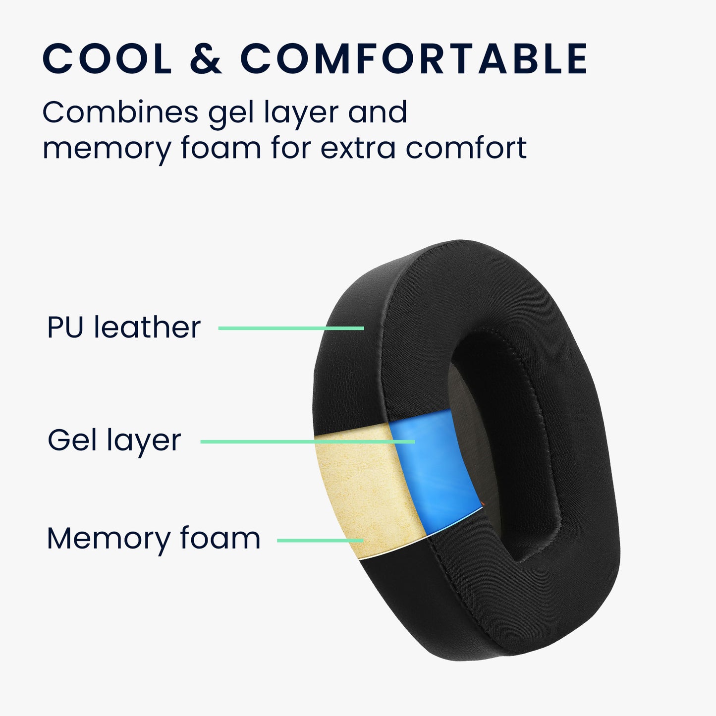 kwmobile Ear Pads for JBL Quantum 300 / Quantum 200 Earpads Replacement Headphone Spare Parts with Cooling Effect