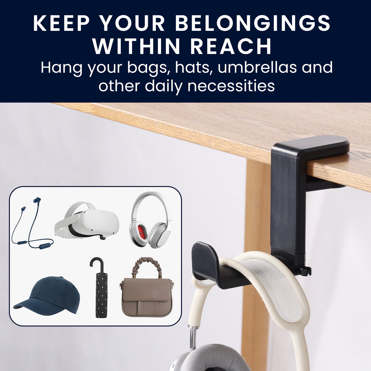 kwmobile Headphone Holder compatible with Headset / Over-ear headphones Headset Holder - Headphone Stand - Headphone Holder Headset Holder Desk