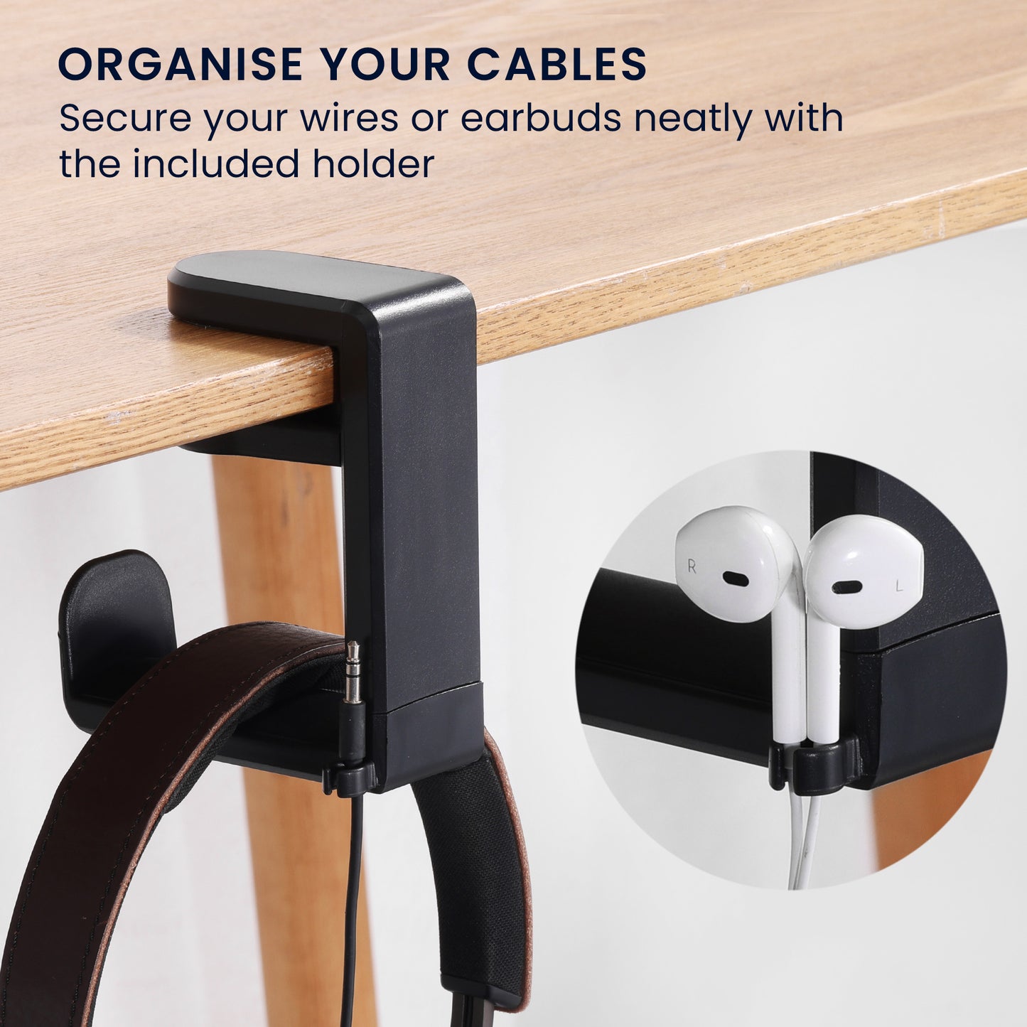 kwmobile Headphone Holder compatible with Headset / Over-ear headphones Headset Holder - Headphone Stand - Headphone Holder Headset Holder Desk