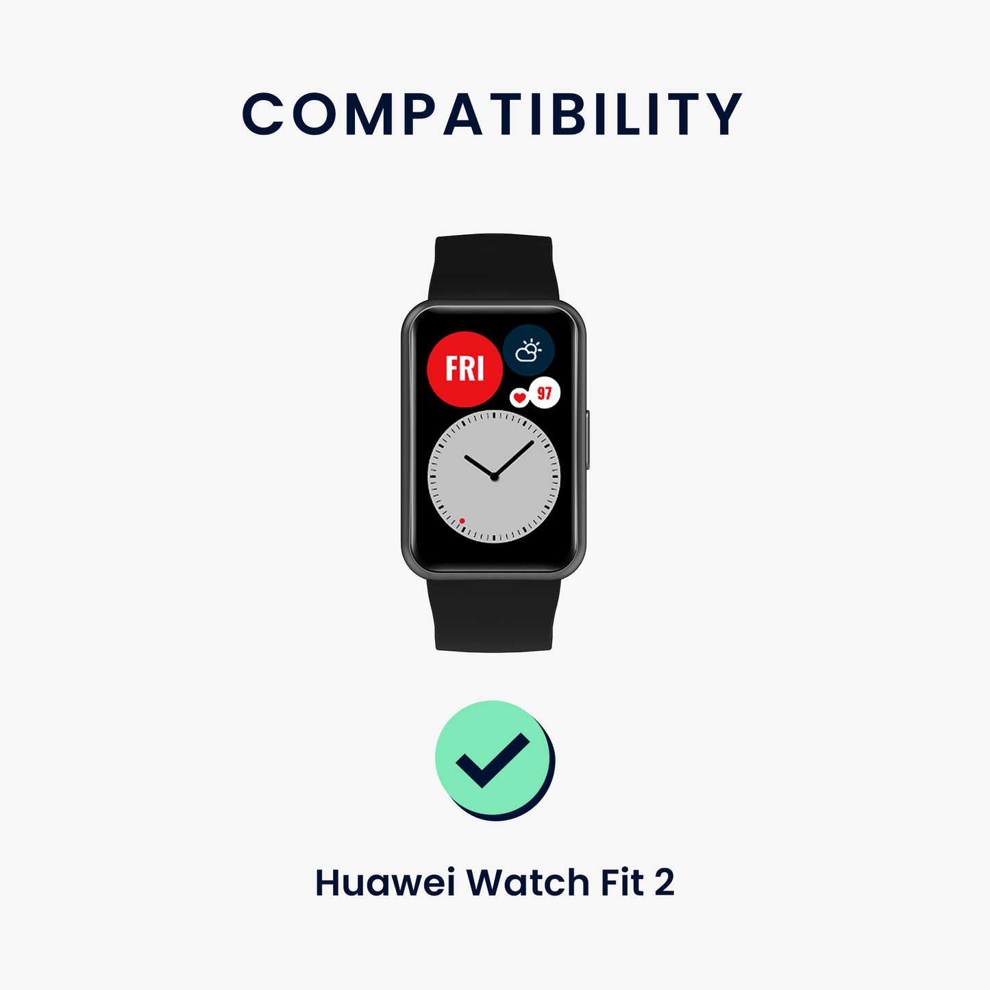 kwmobile Watch Strap for Huawei Watch Fit 2 Band Replacement Strap for Fitness Tracker with Watch Clasp Smartwatch