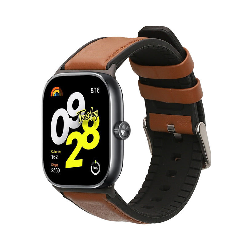 kwmobile Leder Uhrenarmband für Xiaomi Redmi Watch 5 & 4 / Smart Band 8 Pro / Smart Band 9 Pro Armband - Ersatzarmband für Fitnesstracker mit Uhrenverschluss - Wechselarmband Smartwatch - Braun Schwarz Braun  [dsg01]
