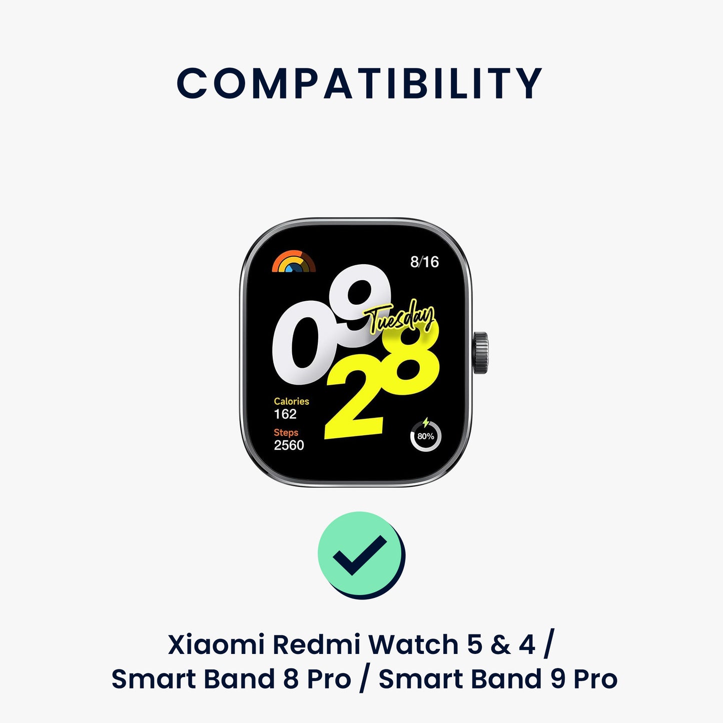 kwmobile Watch Strap for Xiaomi Redmi Watch 5 & 4 / Smart Band 8 Pro / Smart Band 9 Pro - Fitness Tracker Replacement Wristband with Clasp - Smartwatch Replacement Strap
