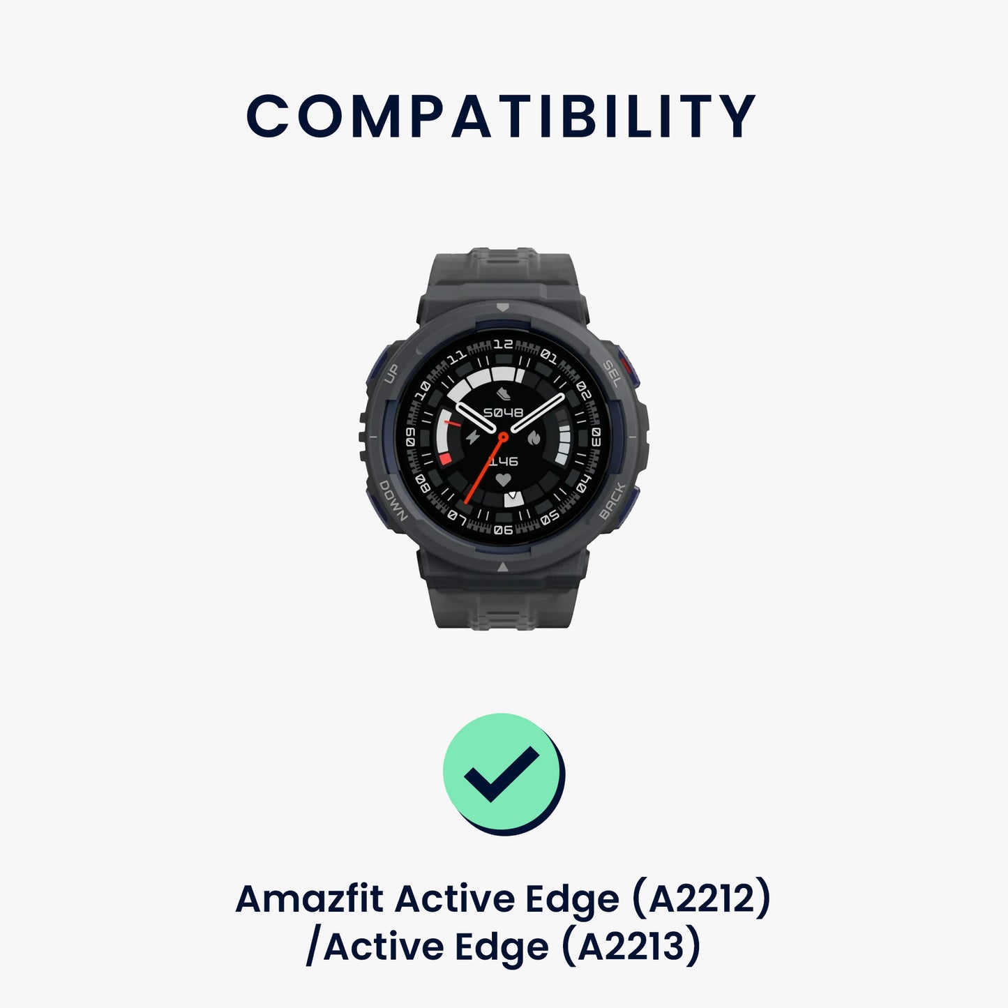 kwmobile Replacement Strap Compatible with Amazfit Active Edge (A2212) / Active Edge (A2213) Strap - Fitness Tracker Sports Band with Watch Clasp