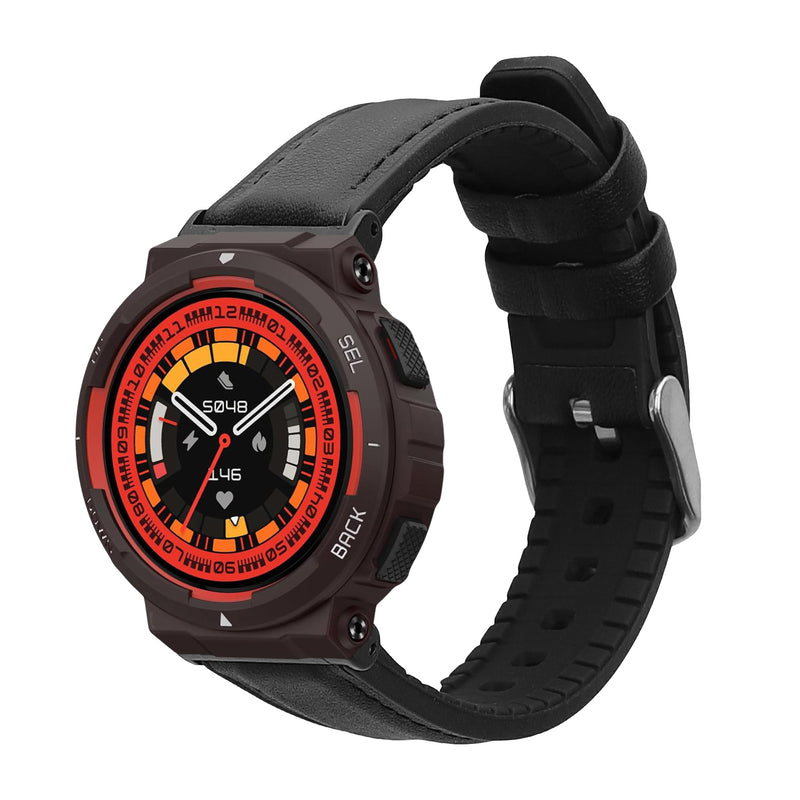 kwmobile Ersatzarmband kompatibel mit Amazfit Active Edge (A2212) / Active Edge (A2213) Armband - Fitnesstracker Sportarmband aus Leder mit Uhrenverschluss - Schwarz Schwarz  [dsg02]