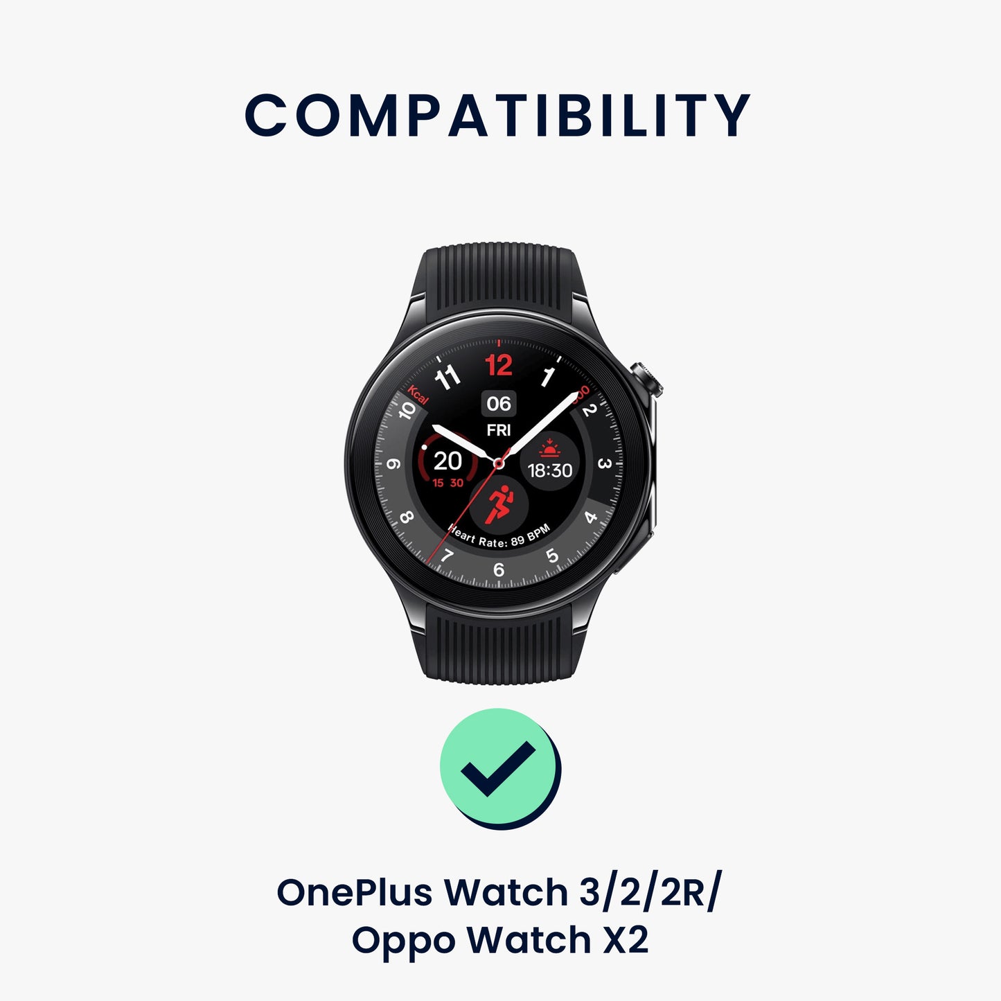 kwmobile Watch Strap for OnePlus Watch 3 / 2 / 2R / Oppo Watch X2 Wristband Replacement Strap for Fitness Tracker with Watch Clasp Smartwatch Replacement Strap