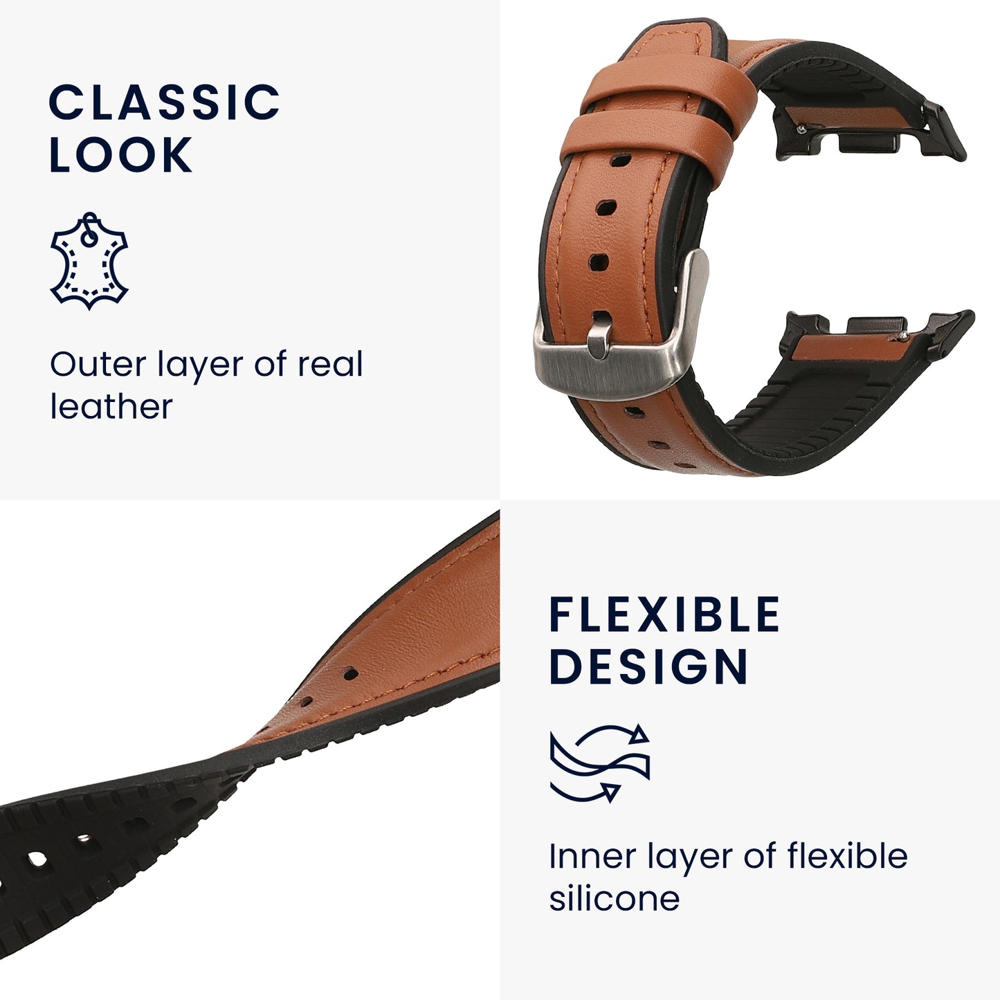 kwmobile Watch Strap for Samsung Galaxy Watch 8 Galaxy / Galaxy Watch 8 Classic 46mm Band Replacement Strap for Fitness Tracker with Watch Clasp Changeable Strap Smartwatch